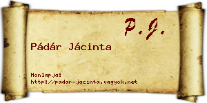 Pádár Jácinta névjegykártya
